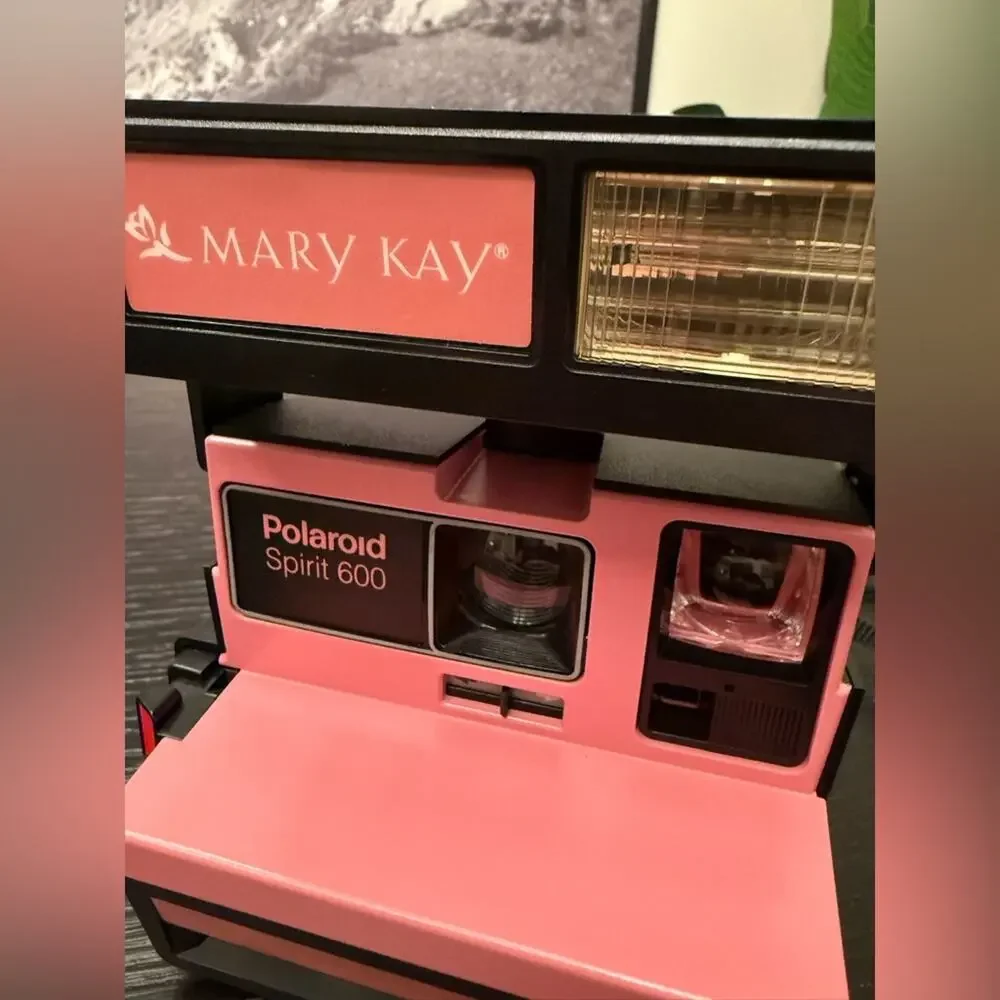 Vintage Mary Kay Polaroid Spirit 600 Black & Pink Instant Film Camera Working
